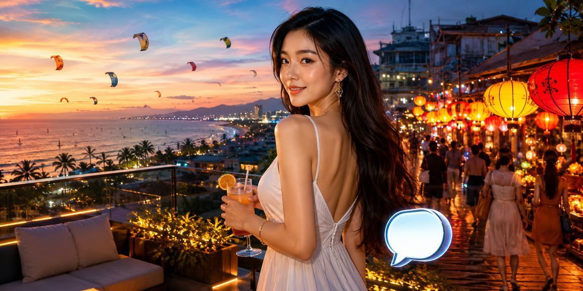 Người dùng truy cập ứng dụng casino trên điện thoại tại chợ đêm Mũi Né